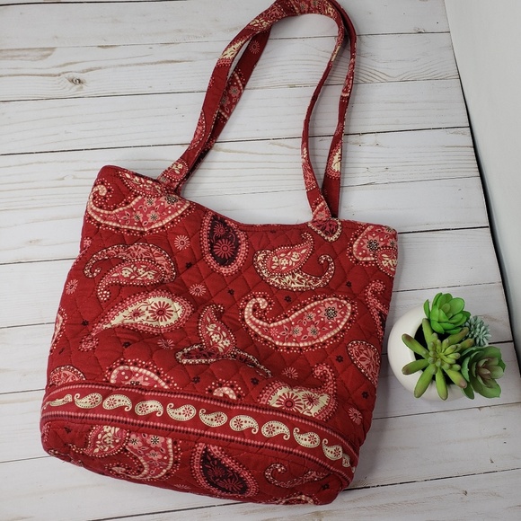 Vera Bradley Handbags - Vera Bradley Red Paisley Two Strap Hobo Bag
